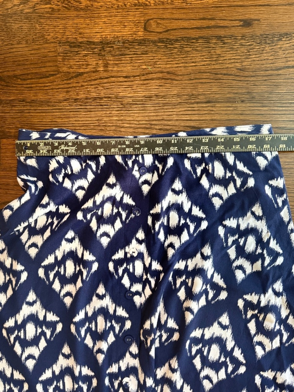Talbots Navy and White Diamond-Print A-Line Midi Skirt - Picture 3 of 6